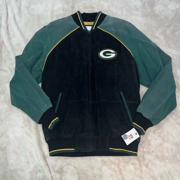 Green Bay Packers Leather Coat NFL Jackets Coats Vintage 9s Green